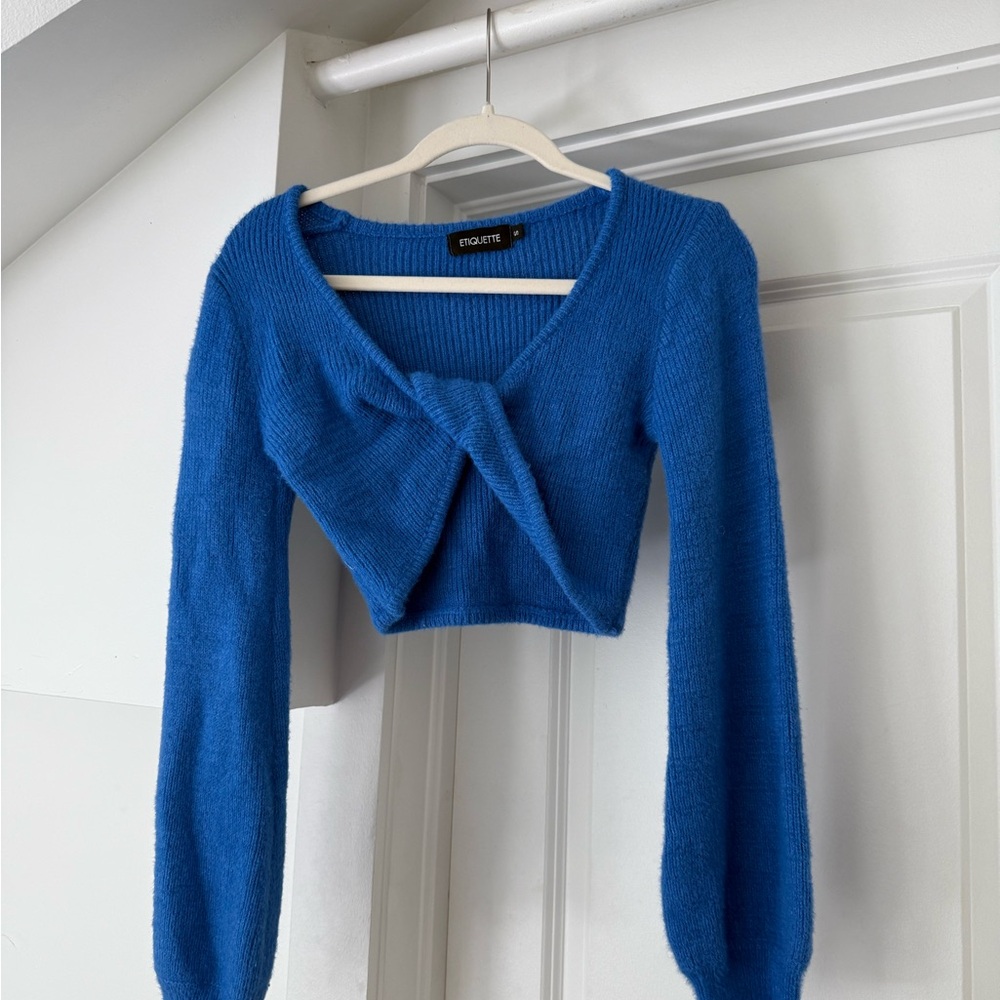 Blue Long Sleeve Knit Top